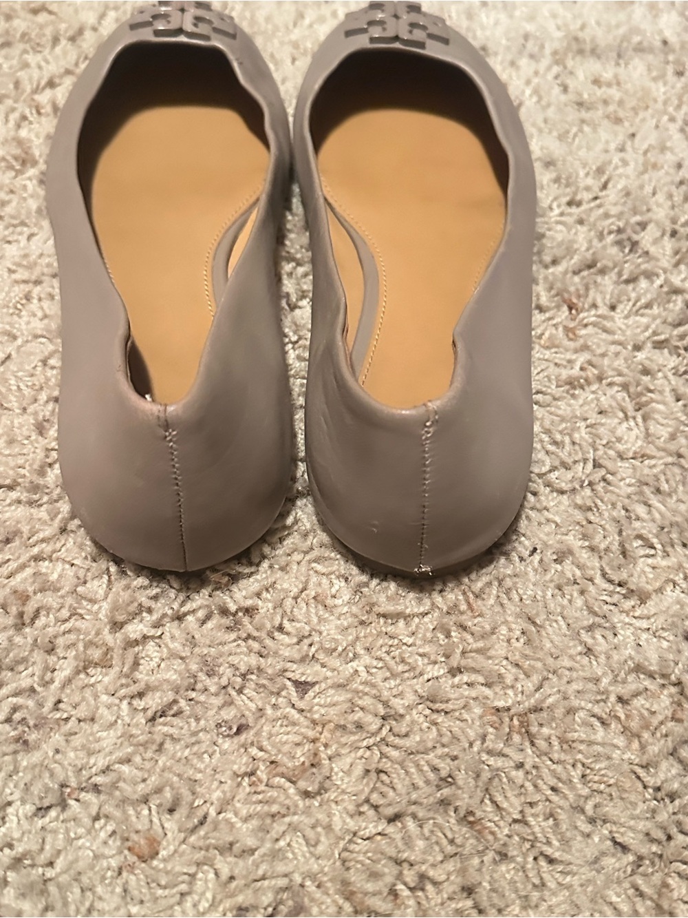Tory Burch Taupe Leather Ballet Flats